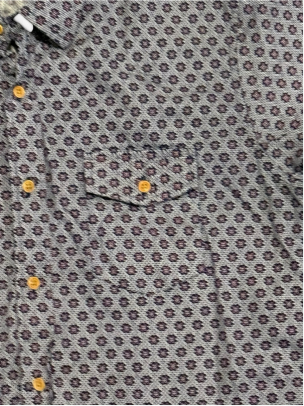 J Crew Mens Button Front Shirt Blue Purple Geometric Print Short Sleeve Medium - Picture 3 of 5